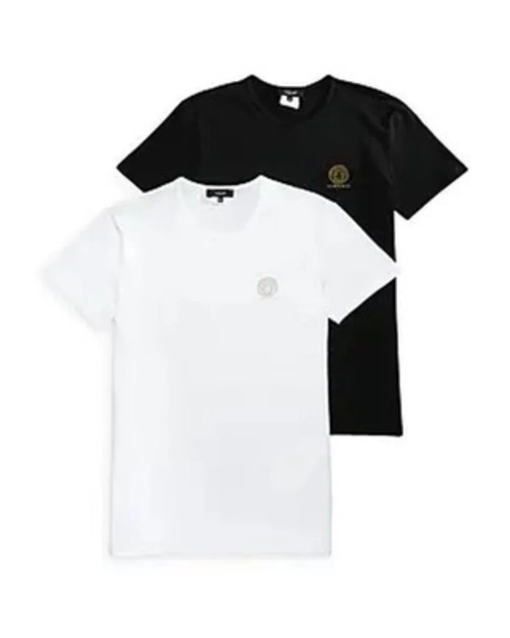 Versace Cotton Blend Tees Men's 4 Black/White Short Sleeve Pullover - Pack of 2